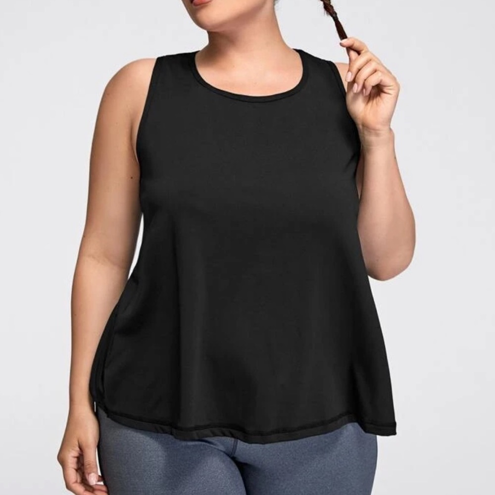 NWOT SHEIN Black Open Back Tank Top Sz 3X